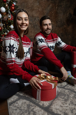Christmas Sweater For Couples No1  Cozy Snowflakes