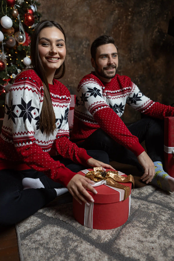 Christmas Sweater For Couples No1  Cozy Snowflakes