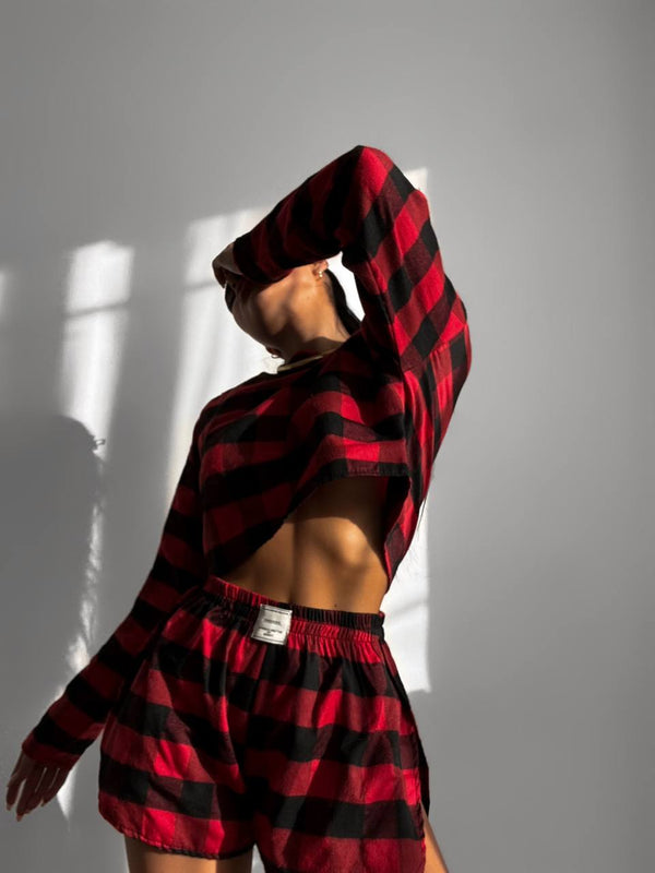 Christmas Cropped Pajamas Set №1 Flannel Style
