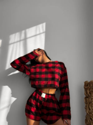 Christmas Cropped Pajamas Set №1 Flannel Style