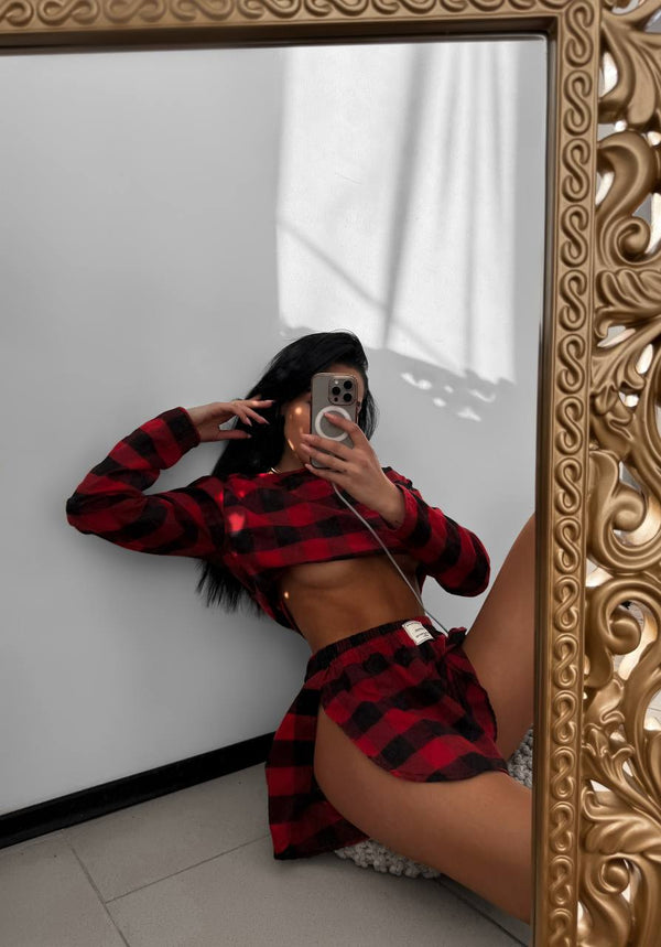 Christmas Cropped Pajamas Set №1 Flannel Style