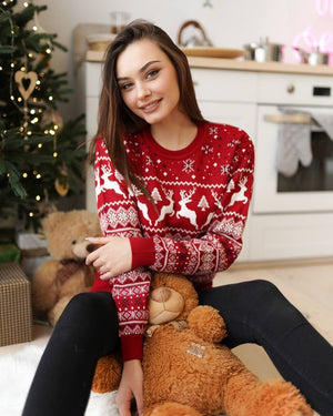 Cozy Sweater For Couples No2 Cinnamon Reindeer