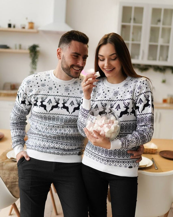 Cozy Sweater For Couples No2 Cinnamon Reindeer
