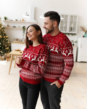 Cozy Sweater For Couples No2 Cinnamon Reindeer