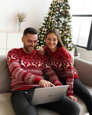 Cozy Sweater For Couples No2 Cinnamon Reindeer